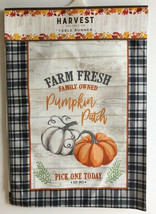 Pumpkin Patch Table Runner 13x72&quot; Thanksgiving Fall Black Buffalo Plaid Trim - £23.13 GBP