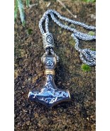 Handmade Stainless Steel MJOLNIR Norse Viking Amulet Pendant Pagan Hamme... - £16.01 GBP