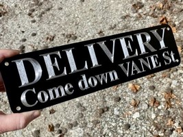 Engraved Custom Delivery Direction Diamond Etched Metal 12x3 Business Sign - $374.21 MXN