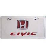 Honda Civic 3D  RedLogo &amp; Script License Plate + Free Key Chain - $49.00