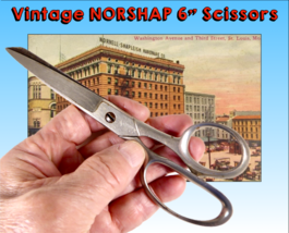Vintage Shapleigh of St Louis NORSHAP  6&quot; Seamstress Shears, Nickel Chro... - $22.49