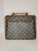 Women&#39;s Vintage Brown Printed Monogram Canvas Clutch Bag Purse - £106.23 GBP