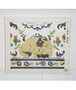 Vintage JLT The Kermin Cat Siamese Needlepoint ornate floral and scroll ... - $54.70 CAD