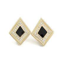 Authenticity Guarantee 
Vintage Geometric Black Onyx Diamond Drop Earrin... - £1,834.52 GBP