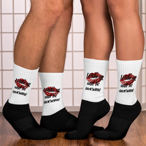 Wake Up And Be Awesome Pin-up Lips Style Beautiful White Foot Sublimated Socks - £10.22 GBP