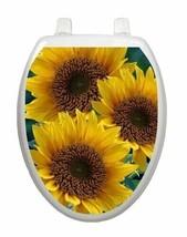 Toilet Tattoos  Sun Kissed Sunflowers  Removable  Reusable Vinyl  Lid  Decor - £16.88 GBP