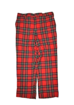 Vintage Wool Plaid Pants Mens 36x29 Red Tartan Straight Leg English Style - $37.59