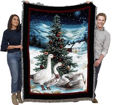 Christmas Goose Blanket By Lynn Bywaters - Gift Tapestry Throw Woven From Cotton - £61.79 GBP