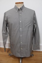 Eddie Bauer L Gray Striped Wrinkle Free Classic Fit Long Sleeve Button-U... - $26.59
