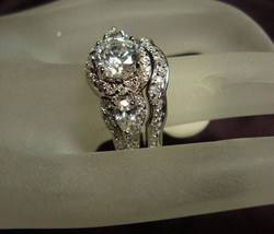 Engagement Ring Set 3.25Ct Round Diamond Solid 14K White Gold Simulated ... - $285.74