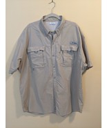 Columbia Mens PFG Fishing Shirt XXL Tan Button Up Short Sleeve Front Poc... - £11.94 GBP