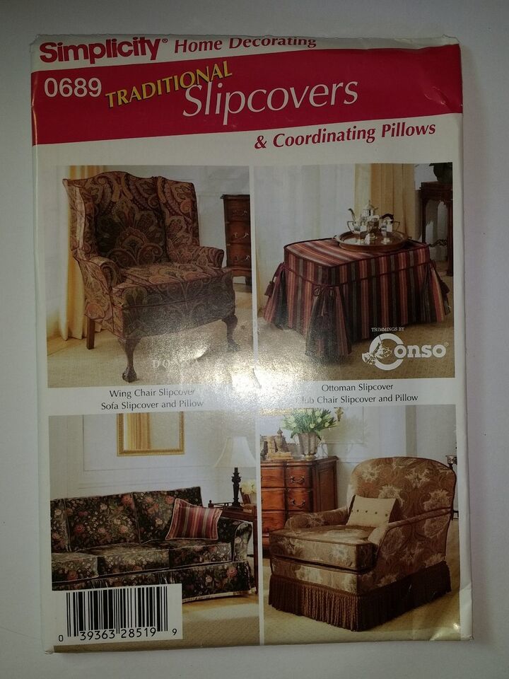 Simplicity 0689 Traditional Slipcovers & Coordinating Pillows - $12.86