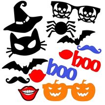 Happy Halloween Photo Booth Props Boo Bat Hat Party Favors Pack of 14 - $3.27