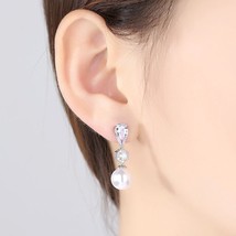 SLBRIDAL Pave Setting Fashion CZ Crystal Ivory Pearl Bridal Earring AAA Grade Cu - £8.40 GBP