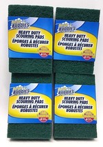 ( 4 Pk =16 ) Scrub Buddies Green Pads Heavy Duty Scouring Cleaning 4 Each 4&quot;x 6&quot; - £12.52 GBP
