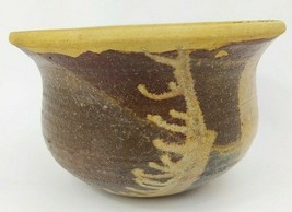 7.5&quot; Rustic Hand Thrown Studio Pottery Bowl Brown Signed Nicki Stoneware Unique - £31.72 GBP