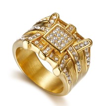 Elvis Presley King TCB Austrian Deluxe LAB Crystal Gold Plated 8-13 Men Ring - £15.97 GBP