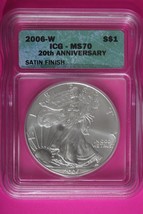 2006 W MS 70 Silver American Eagle 20th Anniversary ICG Certified Graded 01 - $1,497.95 MXN