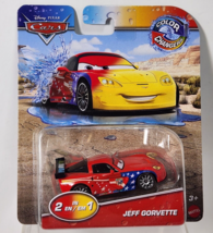 DISNEY PIXAR  CARS COLOR CHANGERS 2 In 1 JEFF GORVETTE CORVETT RED YELLOW - $14.01