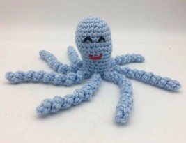 Crochet Handmade Baby Octopus Toy Lovey Gift Newborn Preemie Stuffed Lt Blue 7&quot; - £11.94 GBP
