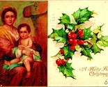 Mary E Gesù Agrifoglio Un Santo Happy Natale 1906 Udb Cartolina E12 - £4.08 GBP