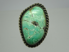Zuni Sterling Silver &amp; Turquoise Matrix Ring Signed P ZUN, Size 8 - £137.66 GBP