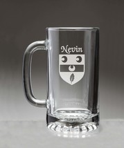 Nevin Irish Coat of Arms Glass Beer Mug (Sand Etched) - £22.30 GBP