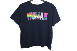Fifth Sun Women&#39;s Navy Multicolor HUMAN Tee Shirt Cotton Size XXL - £7.81 GBP