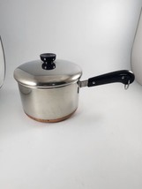Revere Ware 1801 Copper Clad Bottom 3 QT Quart Sauce Pan w/Lid USA Made Vintage - £27.68 GBP