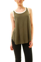 SUNDRY Womens Tank Top Essential Loe Cosy Fit Casual Green White Size S - £28.78 GBP