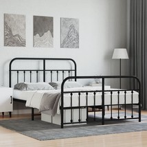 Bed Frame Black Powder-Coated Steel Double Bed Bed Frame - $339.20 CAD