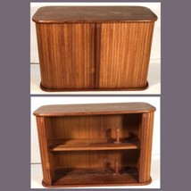 Mid Century Danese Stile Moderno Teak CD Holder Valigetta Tambour Rollin... - £116.25 GBP