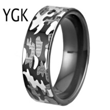 Hot Sales 8MM Black Pipe Comfort Fit Camo Design Military Ring Tungsten Wedding  - £31.03 GBP
