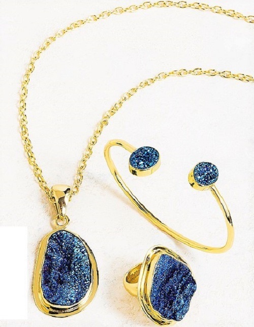 Smithsonian Cobalt Drusy Collection Necklace, Bracelet & Ring Jewelry Set - $174.99