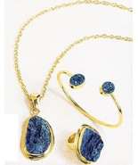 Smithsonian Cobalt Drusy Collection Necklace, Bracelet &amp; Ring Jewelry Set - £136.81 GBP