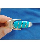 925 Sterling Silver Taxco Turquoise Bangle 6.75&quot; In Bracelet Free Shipping - $2,581.95 MXN