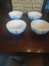 Set Of 4 Pier 1 Blue Striped/White Cereal/Soup Bowls-Brand New-RARE-SHIP N 24HRS - £62.34 GBP