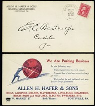 General Upholsterers ALL OVER 3/15/1922 Advertising Cover - Stuart Katz - £12.48 GBP