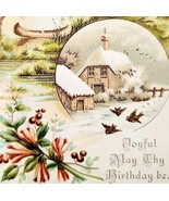 1900s Birthday Greeting Card Lithograph Embossed Outdoors Farm Victorian... - €17,15 EUR