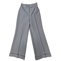 Vtg 1970s Cuffed Trousers Light Blue/Green Poly Pants Womens 28X32 Wide Leg - $42.62
