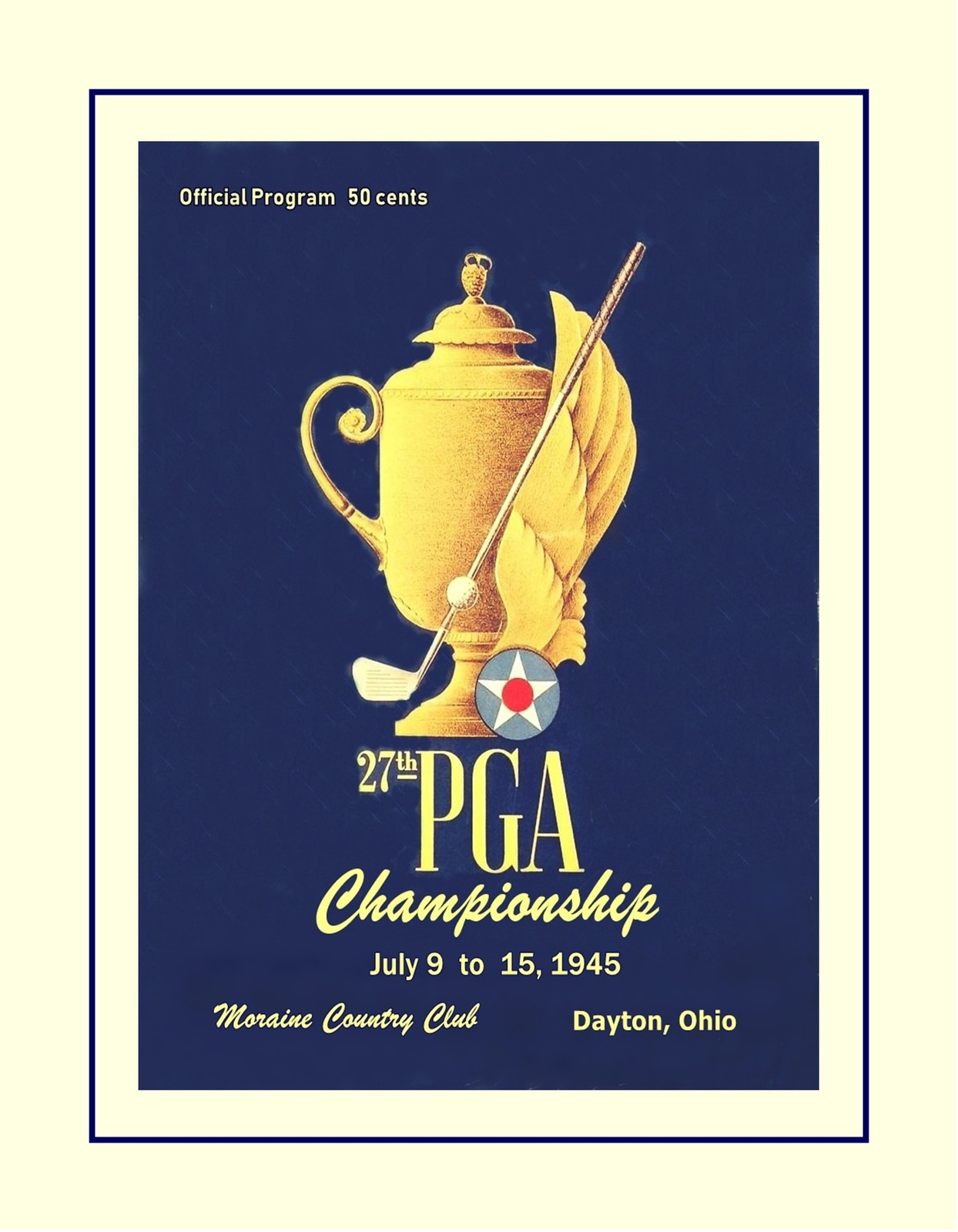 Rare 1945 PGA Champion Golf Poster, Unique Golfer Gift - $21.99 - $39.99