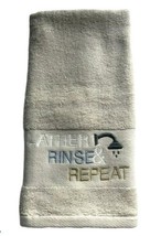 Avanti Hand Towels Lather Rinse Repeat Embroidered Guest Set of 2 Linen ... - £24.70 GBP