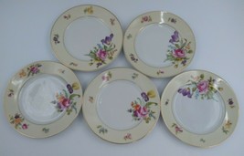 5 KPM Germany Porcelain Floral Plates 7 3/8”Multicolor Flowers VTG Salad... - £42.78 GBP