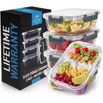 Zulay 5-Pack 36 Oz Bpa-Free Food Storage Containers With Lids 5 Extra-Large Airt - £54.54 GBP