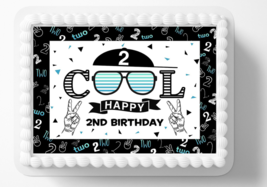 2 Cool Two Year Old Birthday Design Edible Image Personalized Edible Cake Topper - £11.92 GBP+