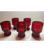 Viking Georgian Ruby Red 12oz Honeycomb Drinking Glasses Set Of 5 - £20.05 GBP