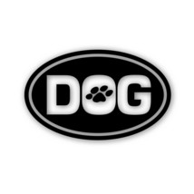 Euro Oval Dog Decal For Car Windshield With Paw Print Bumper Sticker BLACK - £7.93 GBP