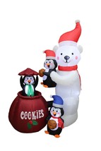 Animated Christmas LED Inflatable Polar Bear Penguins Cookie Jar Yard Decoration - £92.49 GBP