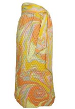 70s Bold Orange Oil Slick Quilted Maxi Skirt Sz 10 Park East by Swirl Mod Op Art - £113.93 GBP