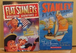 Flat Stanley 2 Book Lot Youthe Chapter Reader PB Flat Again Worldwide Ad... - £7.18 GBP